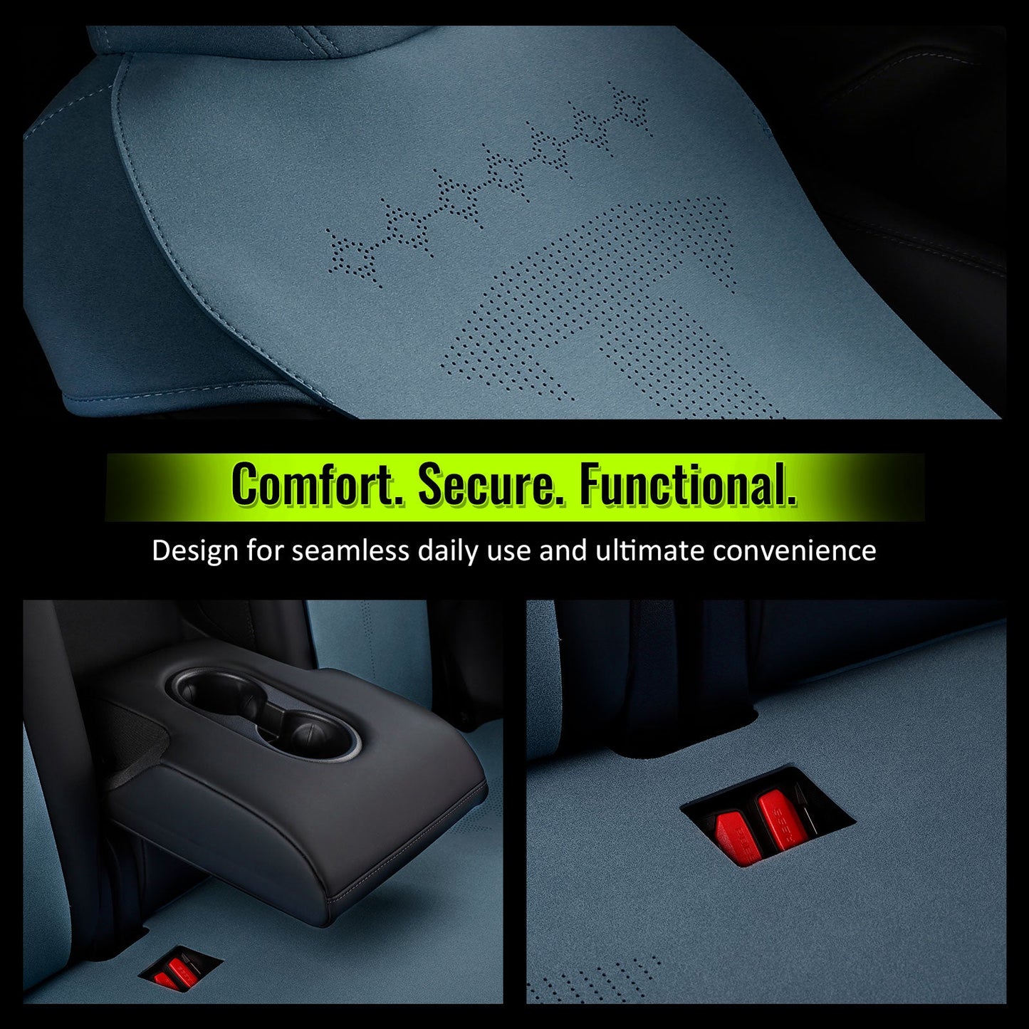 2017-2023 Tesla Model 3 Seat Covers Cushions V2 Suede Leather