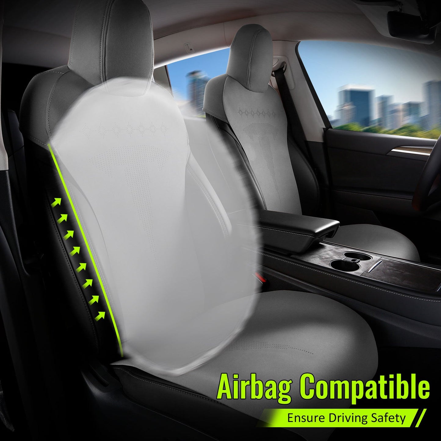 2017-2023 Tesla Model 3 Seat Covers Cushions V2 Suede Leather