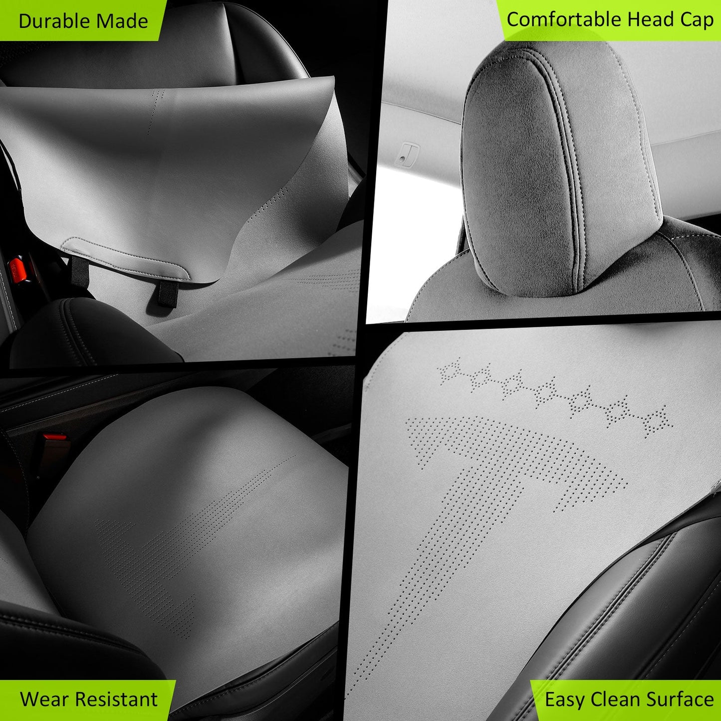 2017-2023 Tesla Model 3 Seat Covers Cushions V2 Suede Leather