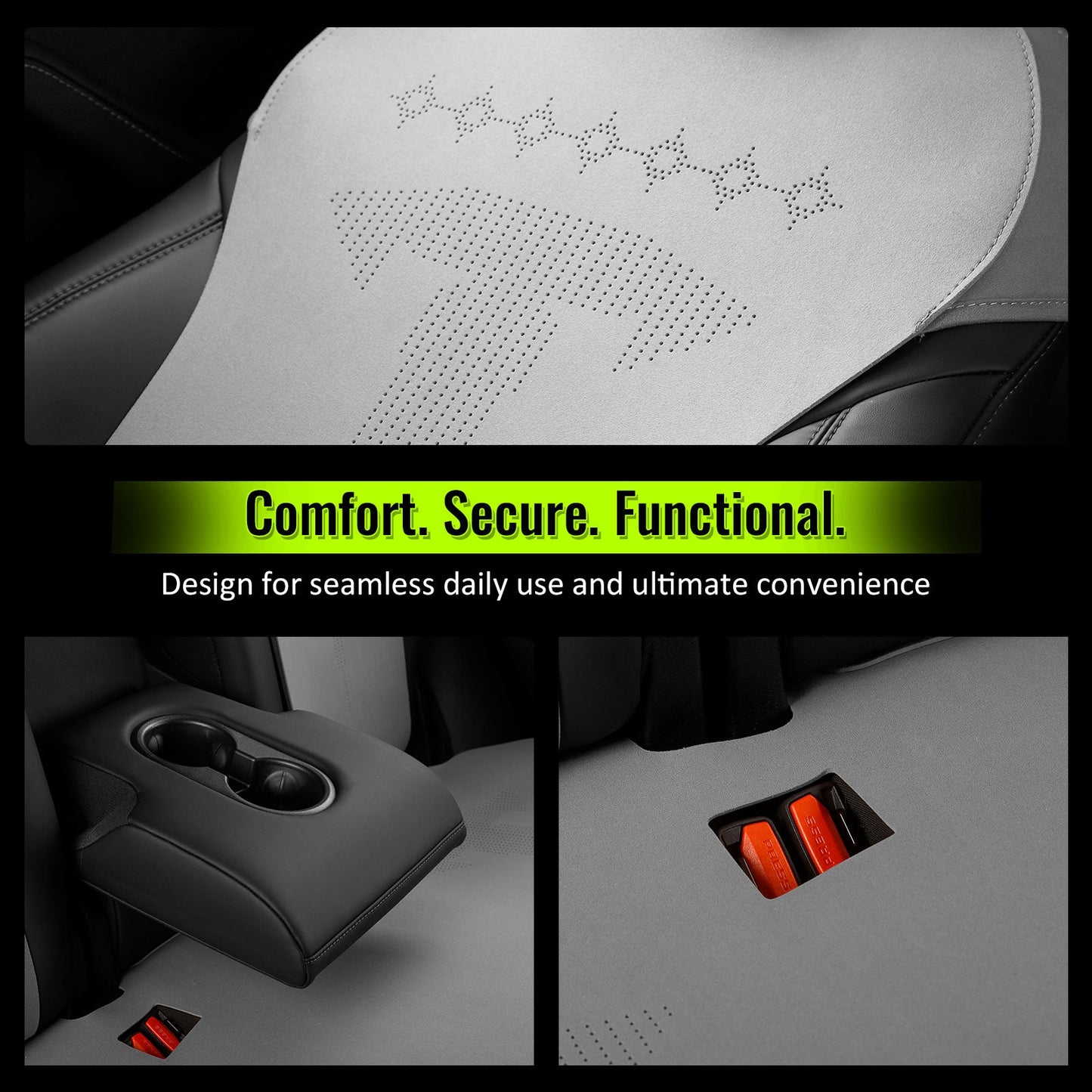 2017-2023 Tesla Model 3 Seat Covers Cushions V2 Suede Leather