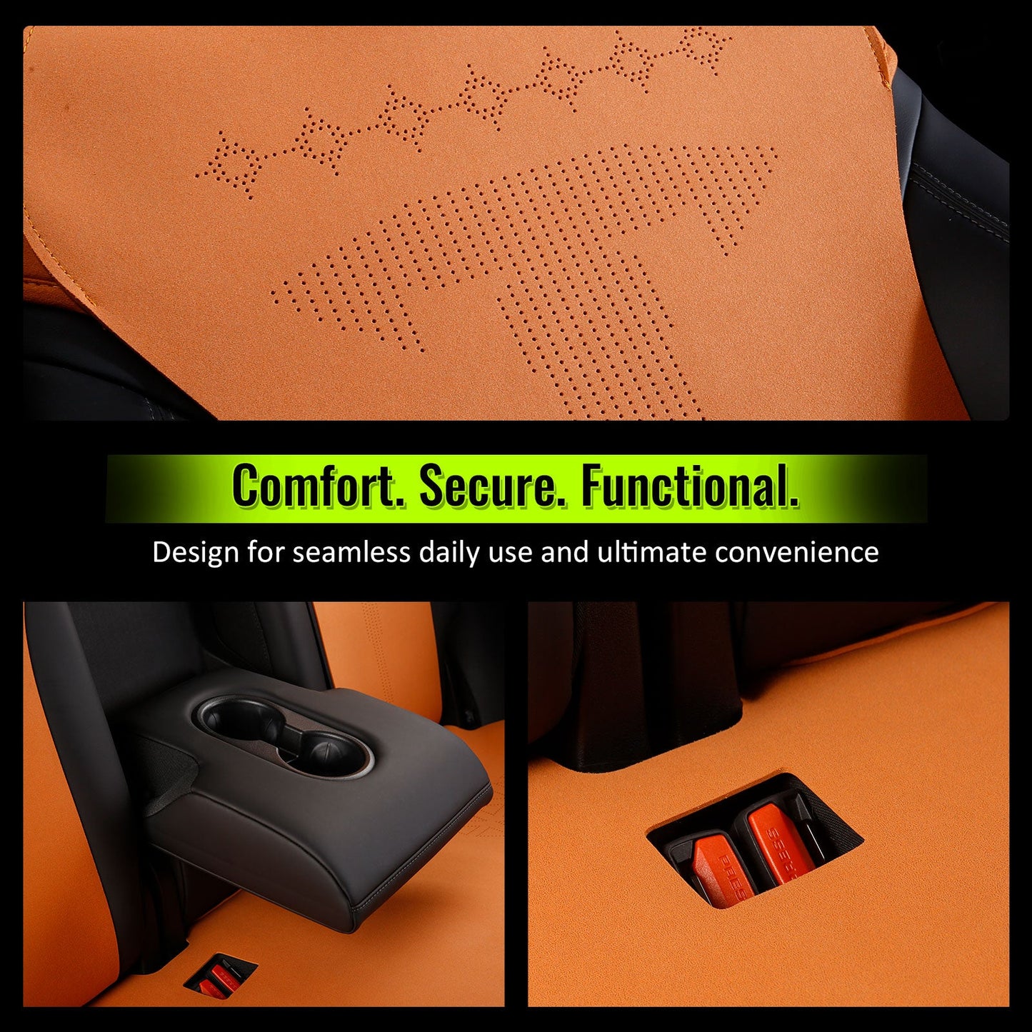 2017-2023 Tesla Model 3 Seat Covers Cushions V2 Suede Leather