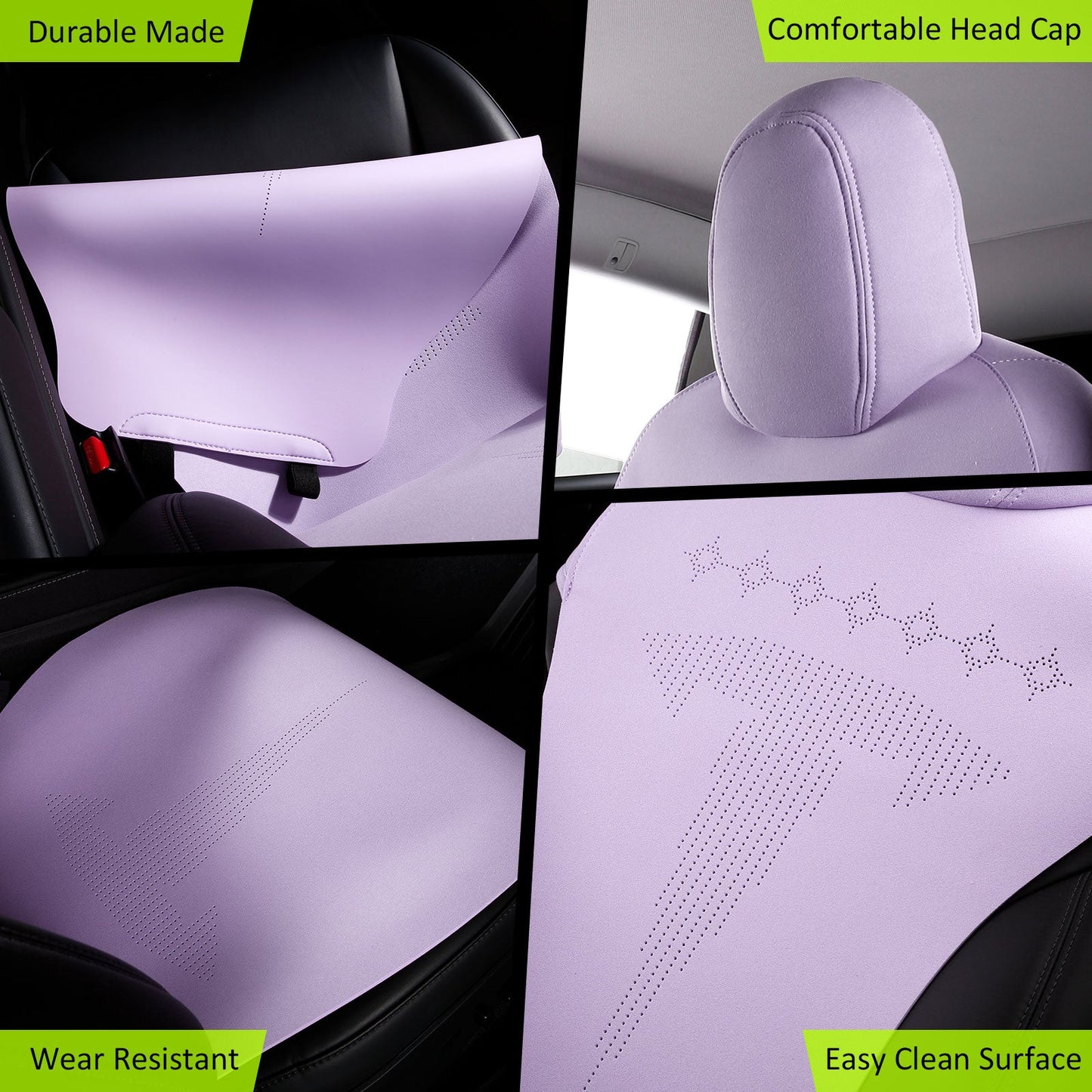2017-2023 Tesla Model 3 Seat Covers Cushions V2 Suede Leather