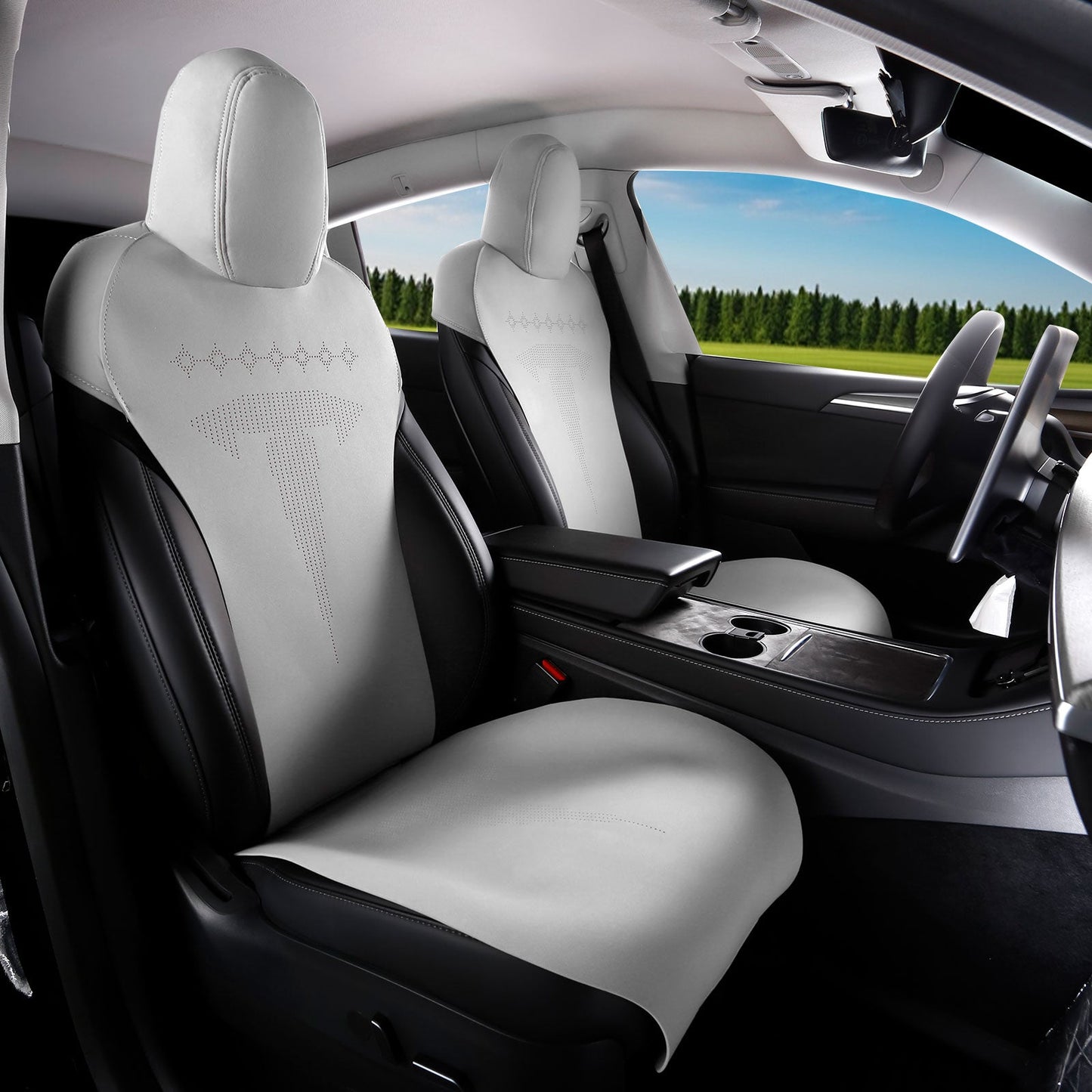 2017-2023 Tesla Model 3 Seat Covers Cushions V2 Suede Leather