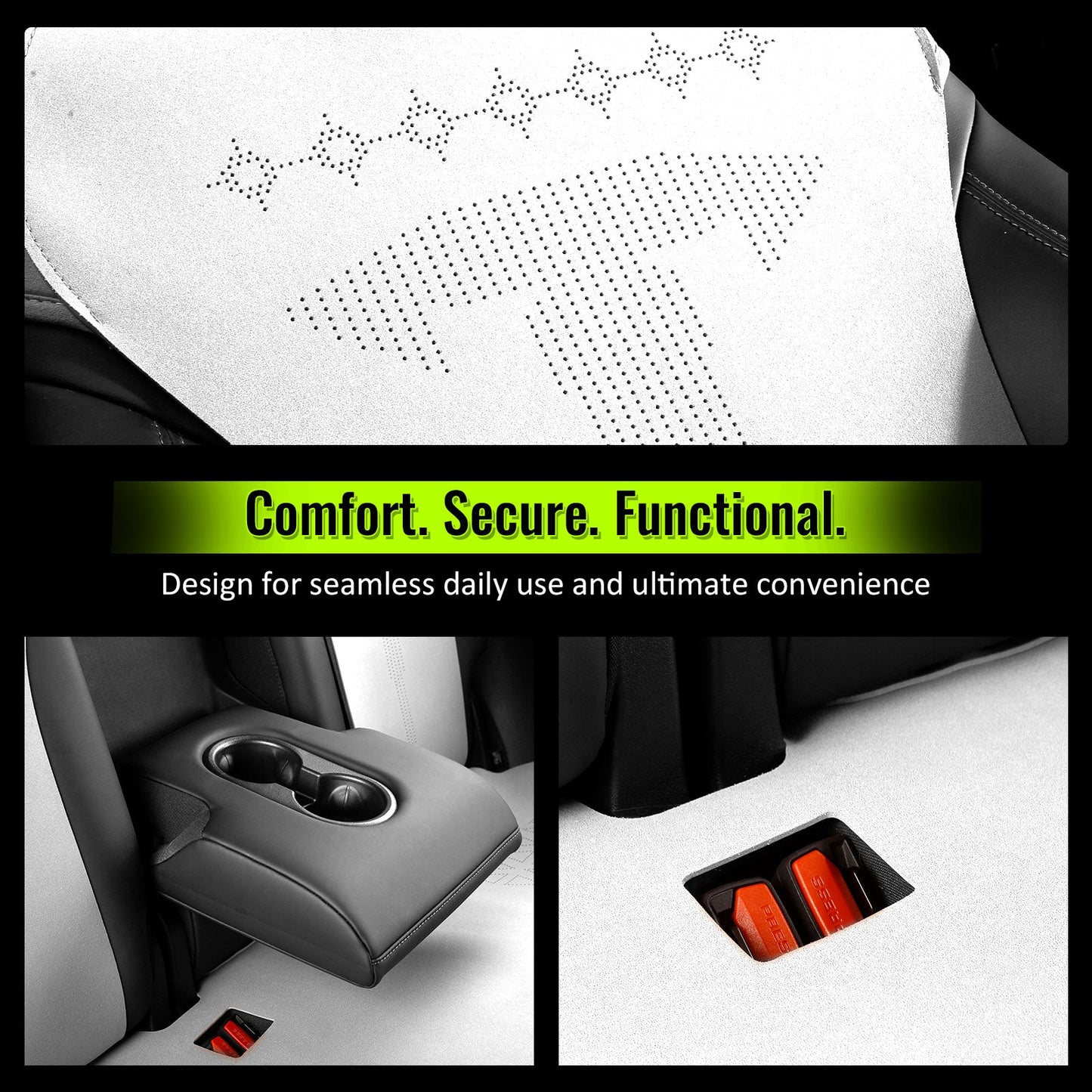 2017-2023 Tesla Model 3 Seat Covers Cushions V2 Suede Leather
