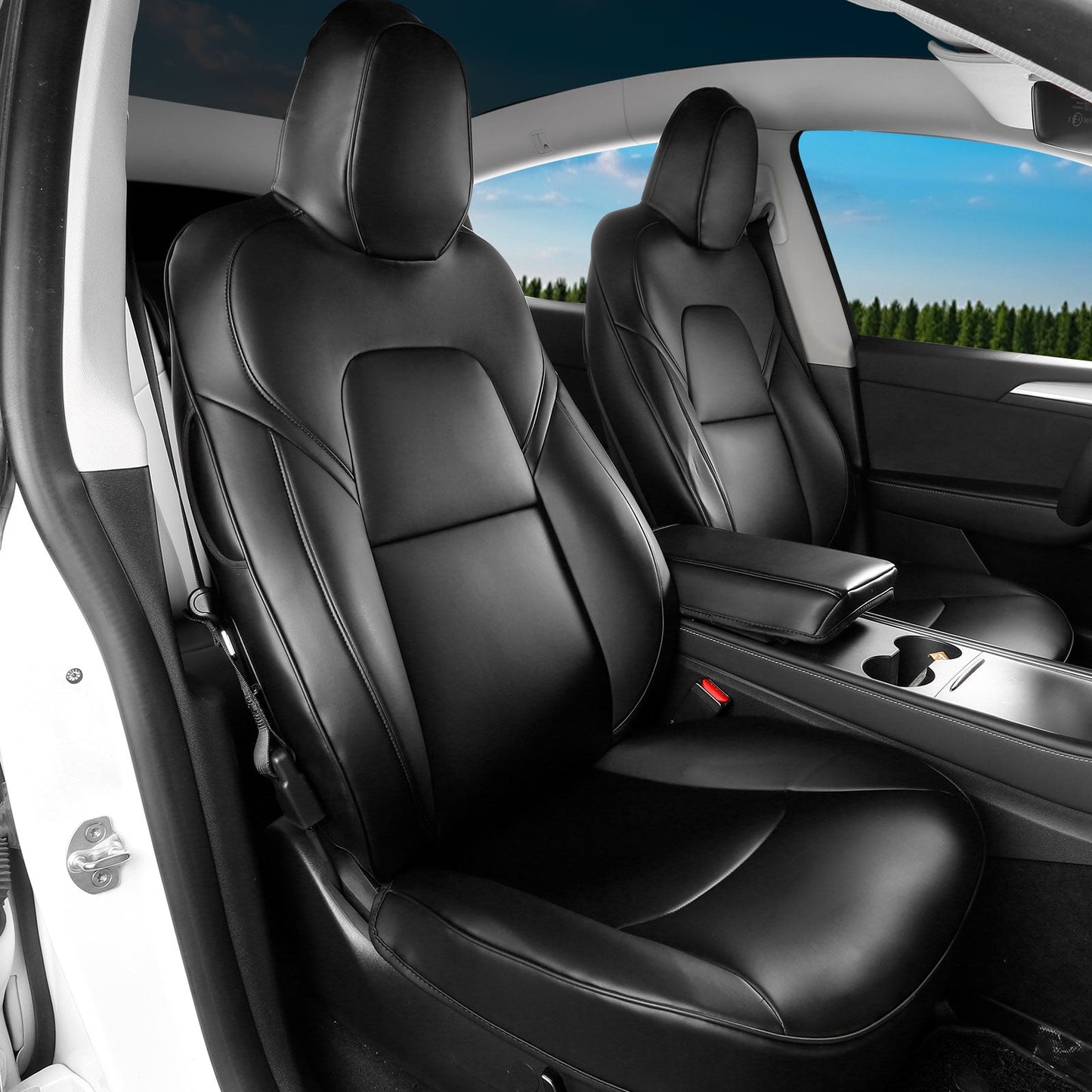 2020-2024 Tesla Model Y Front Rear 5-Seat Seat Covers Leather