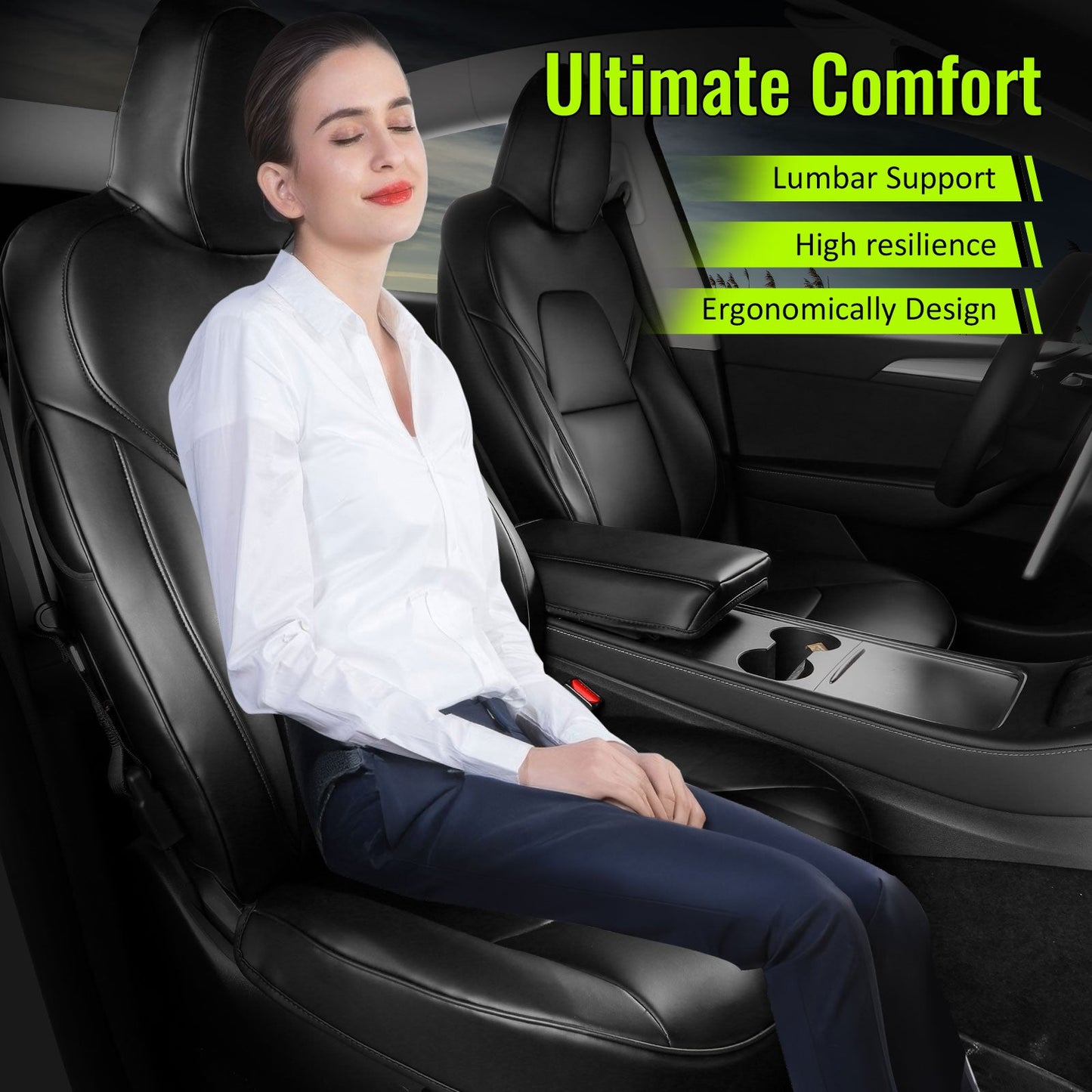 2020-2024 Tesla Model Y Front Rear 5-Seat Seat Covers Leather