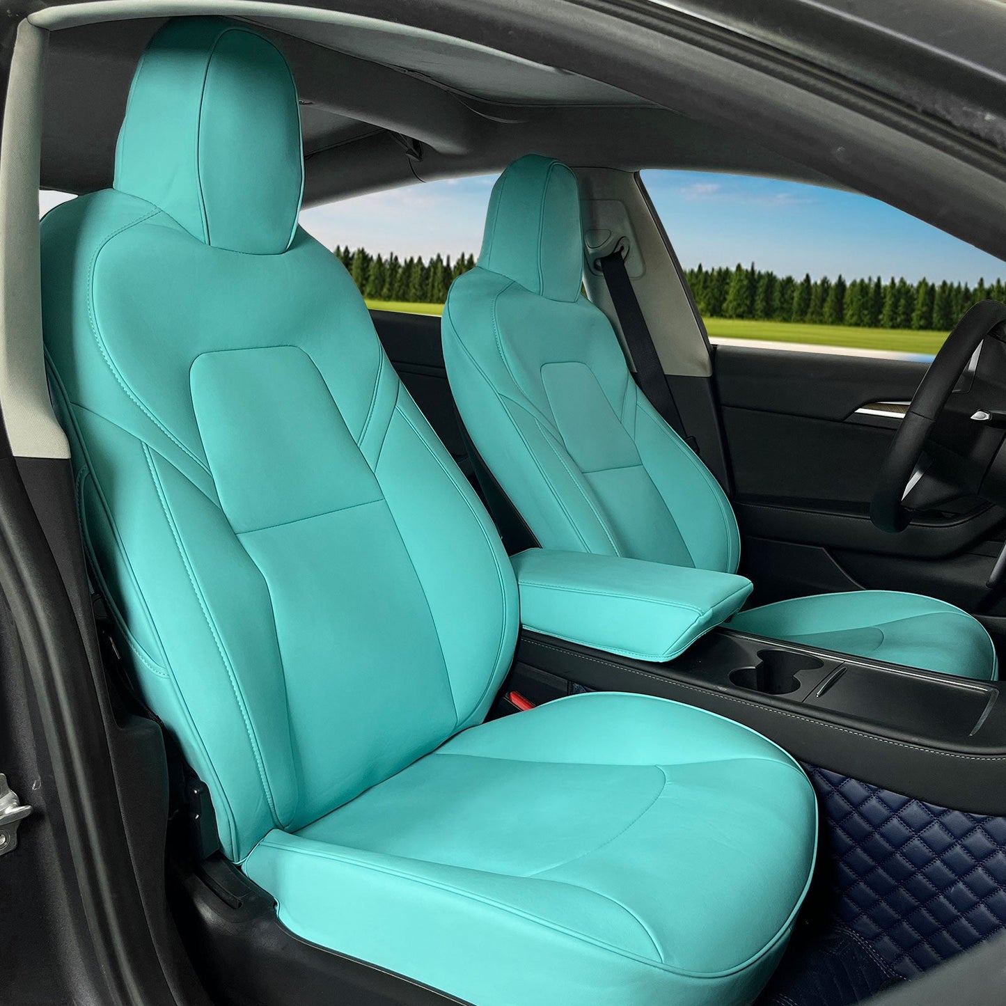 2020-2024 Tesla Model Y Front Rear 5-Seat Seat Covers Leather