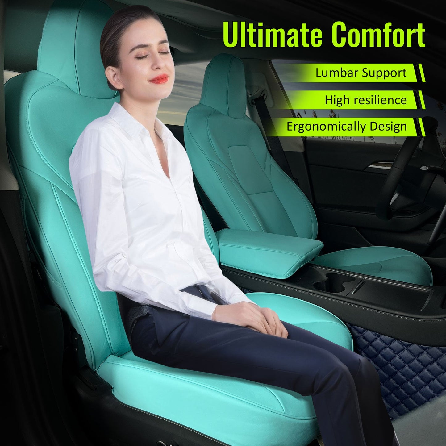 2020-2024 Tesla Model Y Front Rear 5-Seat Seat Covers Leather