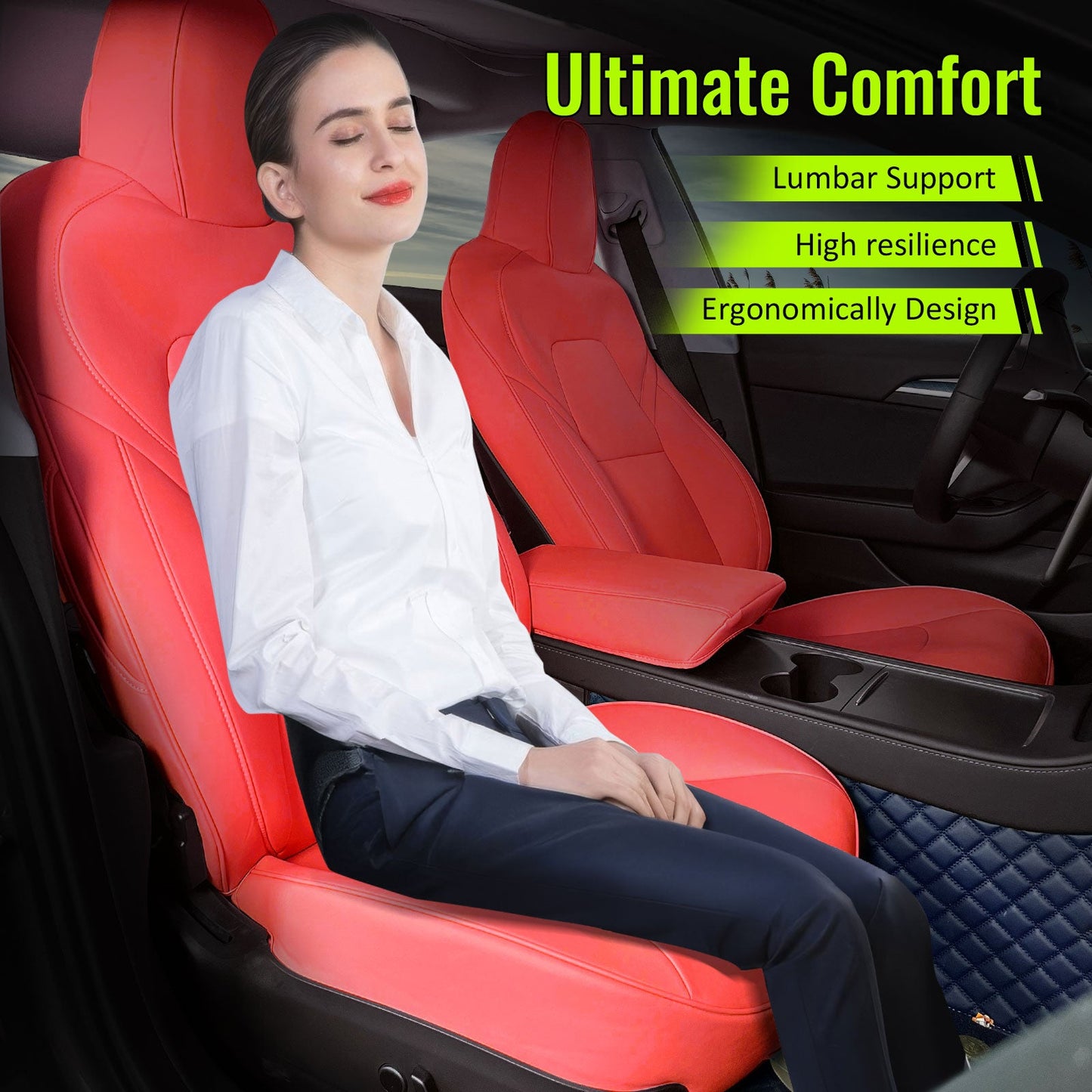 2020-2024 Tesla Model Y Front Rear 5-Seat Seat Covers Leather