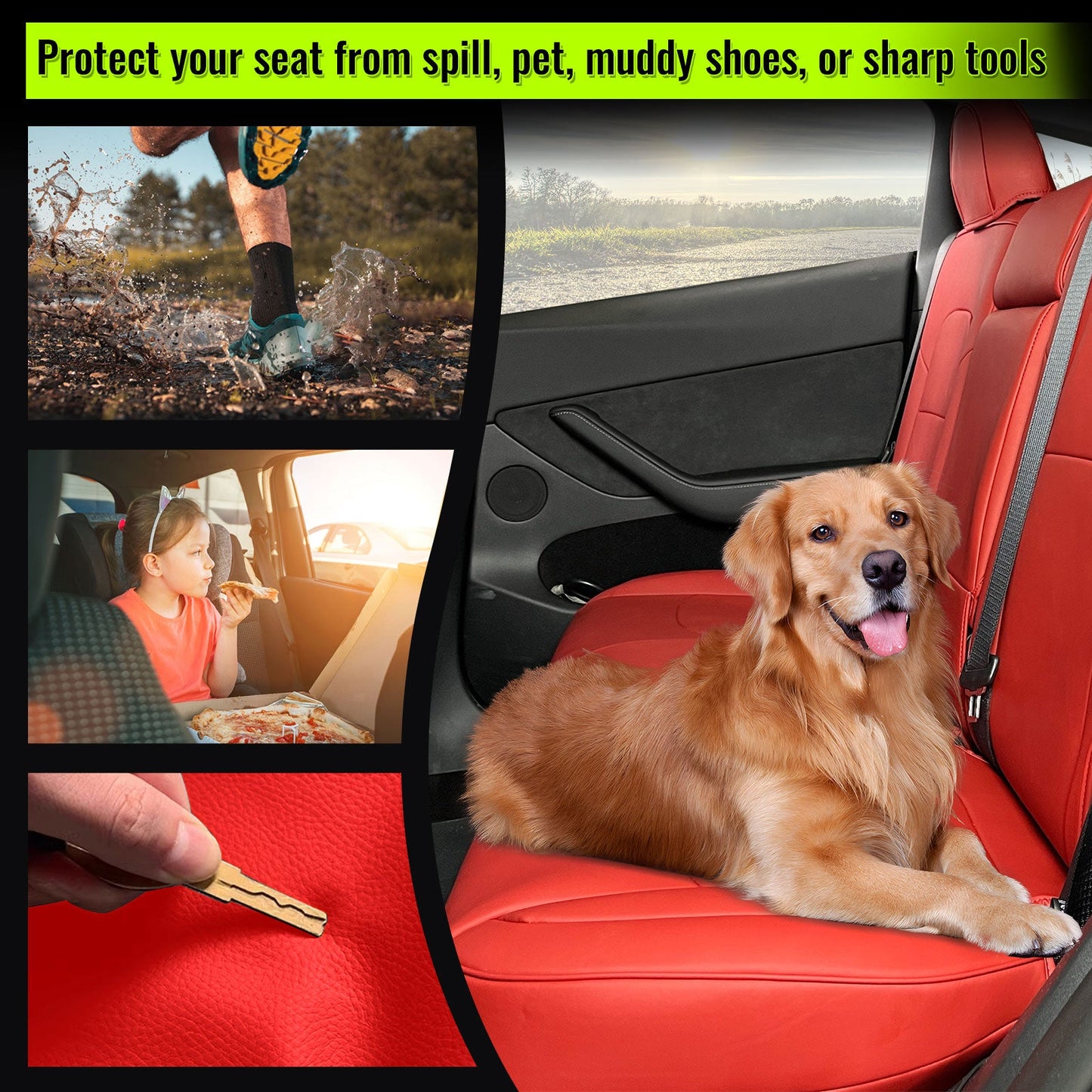 2020-2024 Tesla Model Y Front Rear 5-Seat Seat Covers Leather