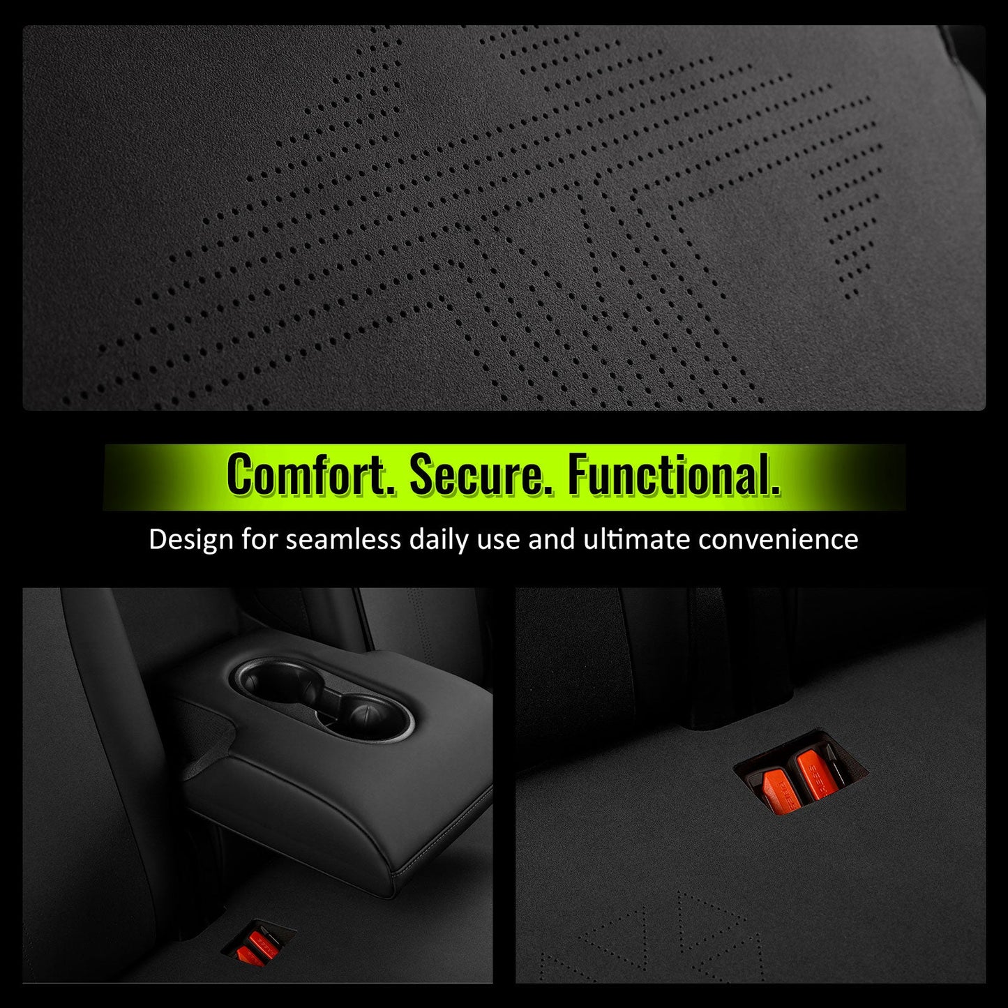 2020-2024 Tesla Model Y Seat Covers Cushions V1 Suede Leather