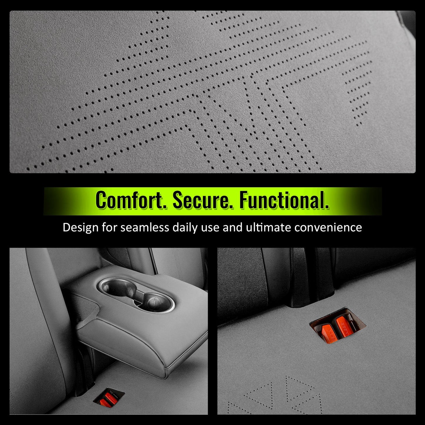 2020-2024 Tesla Model Y Seat Covers Cushions V1 Suede Leather