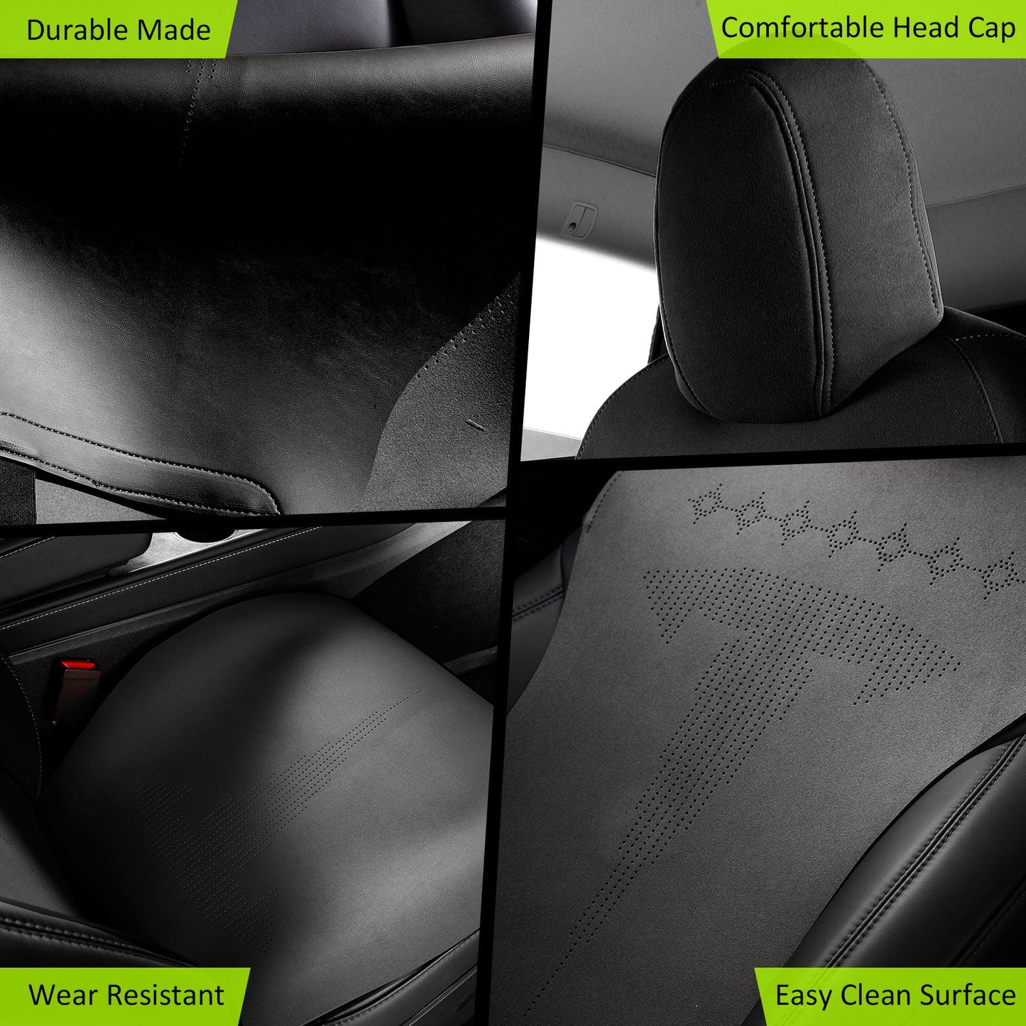 2020-2024 Tesla Model Y Seat Covers Cushions V2 Suede Leather