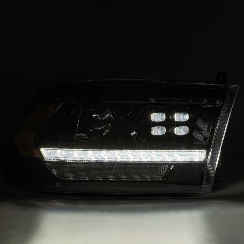 AlphaRex 09-18 Dodge Ram 1500HD PRO-Series Proj Headlights Plank Style Alpha Black w/Seq Signal/DRL 880524 *Discontinued