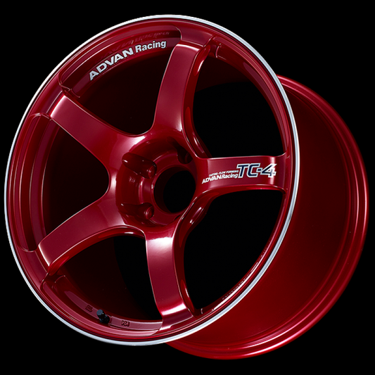 Advan TC4 18x7.5 / +48 Offset / 5x114.3 / 73mm Bore / Racing Candy Red and Ring YAD8F48ECRR