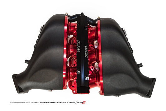 AMS Performance 2009+ Nissan GT-R Alpha Cast Plenum/Billet Intake Manifold w/Std Fuel Rail - Black ALP.07.08.0101-51