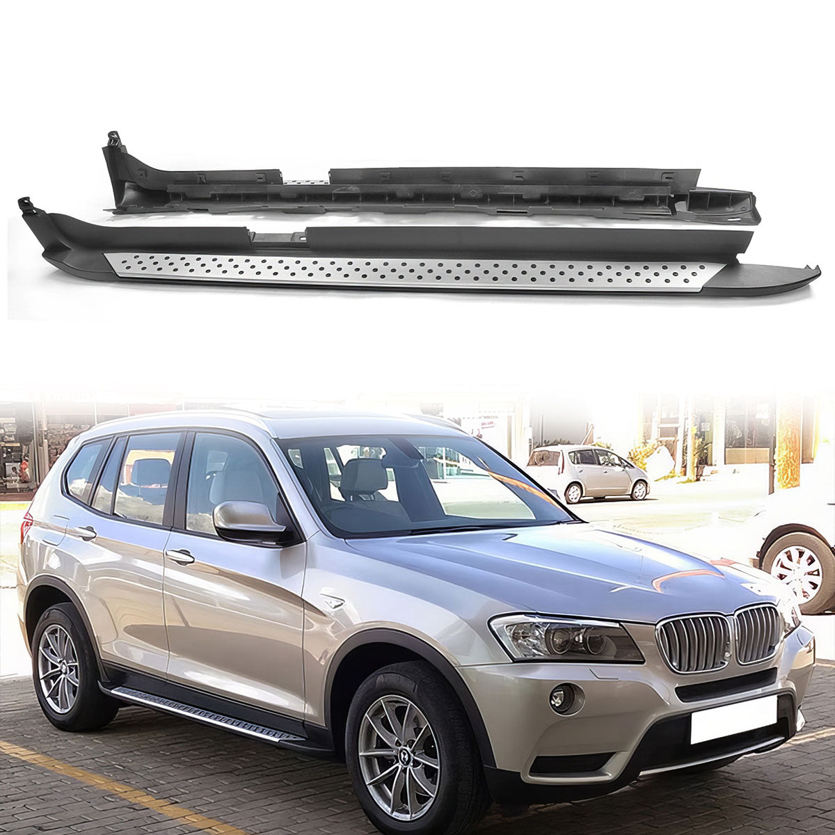 2011-2017 BMW X3 F25 Black Silver 2PCS Running Boards Side Step Bars