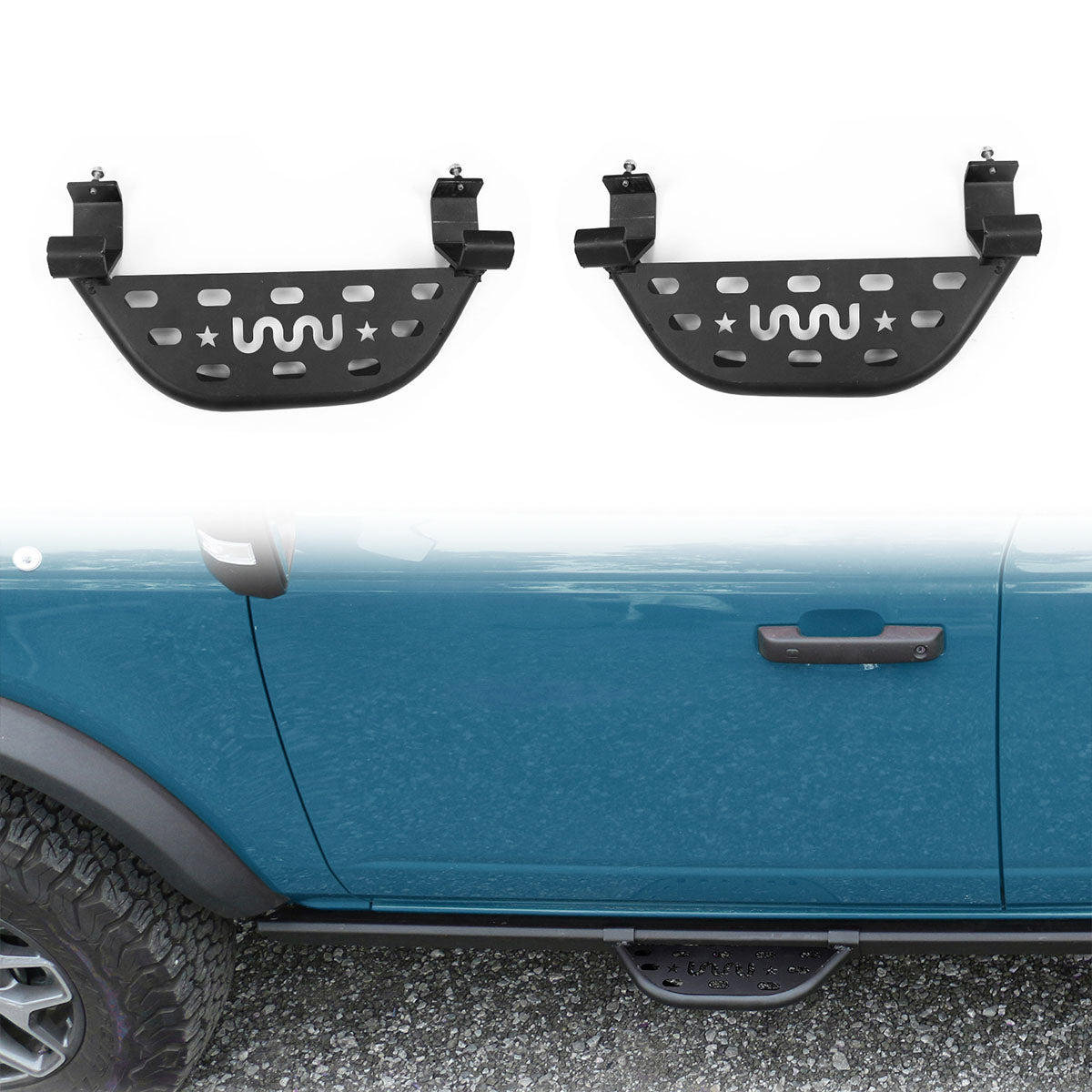 2021-2025 Ford Bronco 2/4 Dr Black Rock Rail Side Step Tungsten Steel