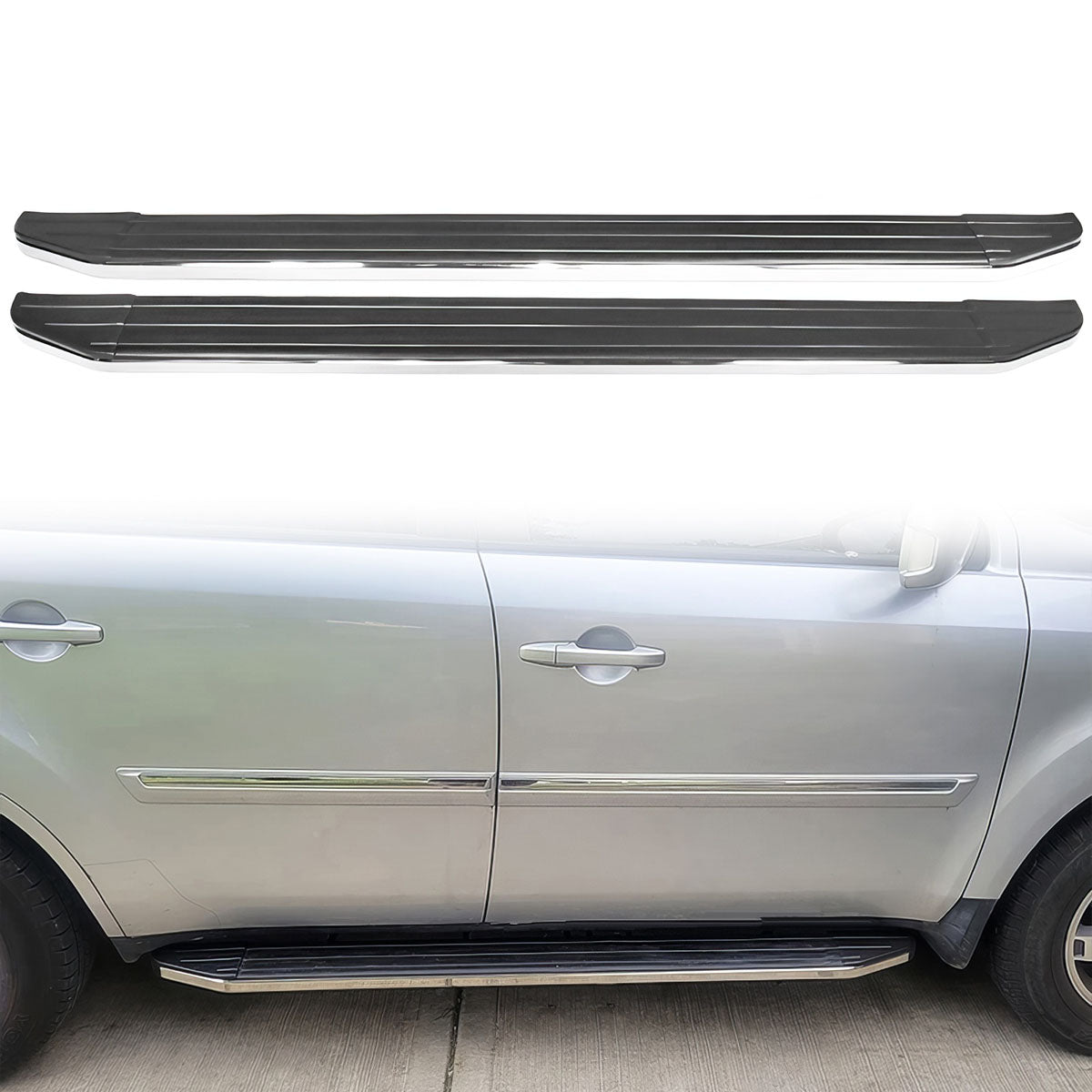 2009-2015 Honda Pilot V2 Style Running Boards Side Step Bars Aluminum