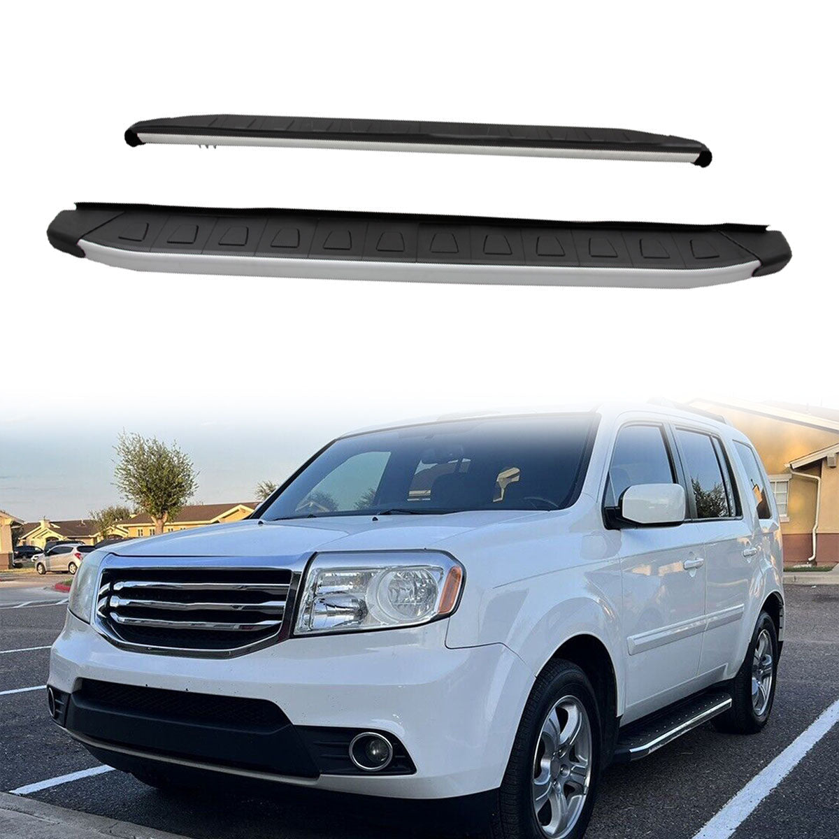 2009-2015 Honda Pilot Running Boards OE Style Black Silver Aluminum