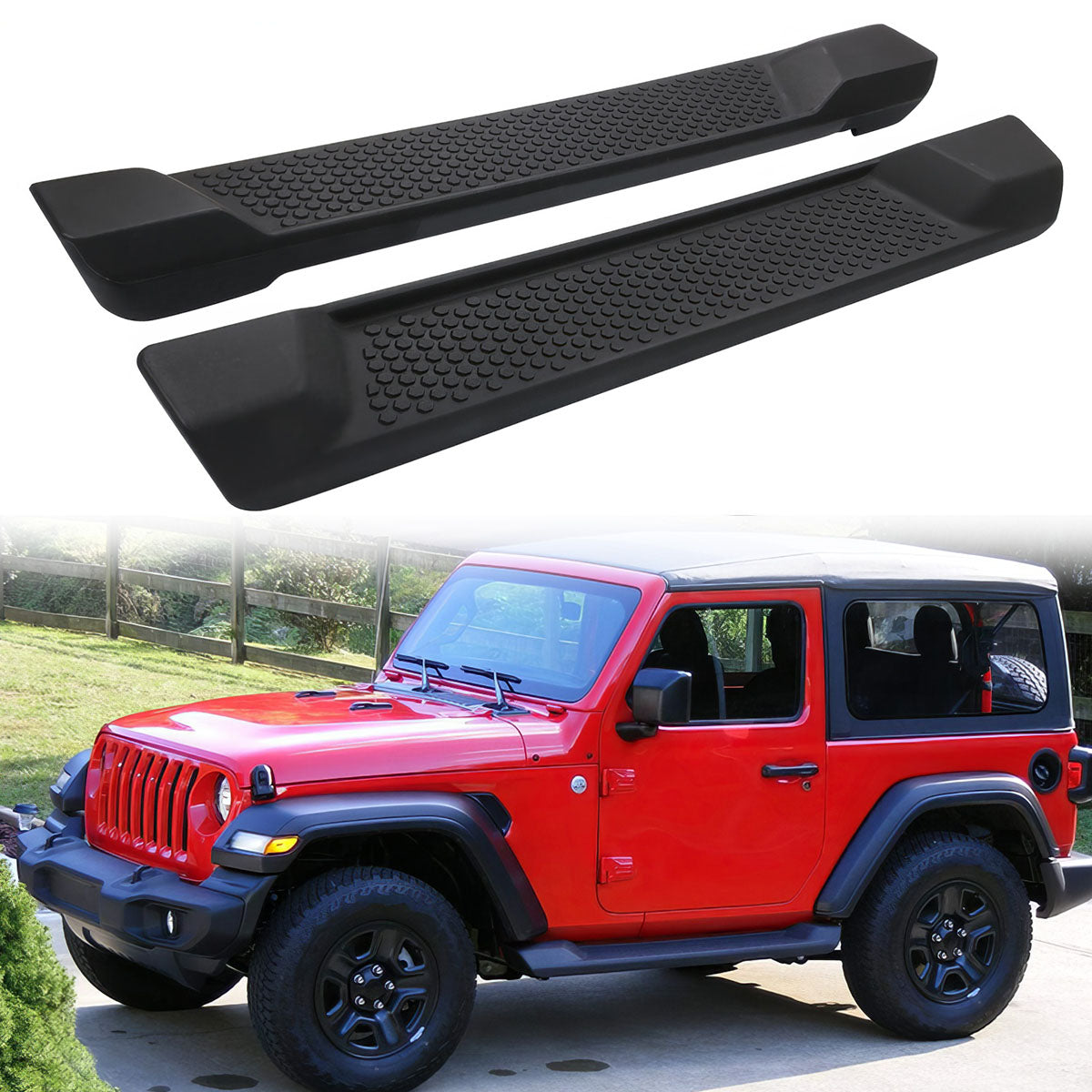2018-2024 Jeep Wrangler JL 2 Door OE Textured Black Running Boards ABS