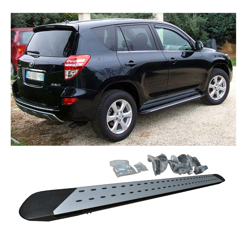 2007-2012 Toyota RAV4 OE Style Black Silver Running Board Aluminum