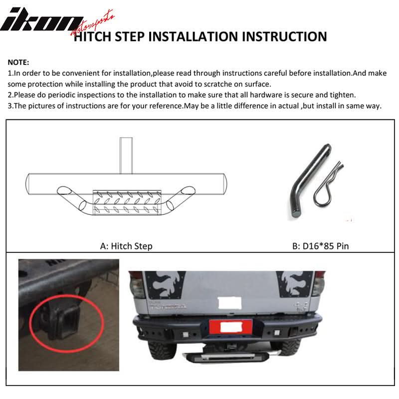 Universal Cabs V1 Black Powder Coated Rear Step Bumper Guard Steel