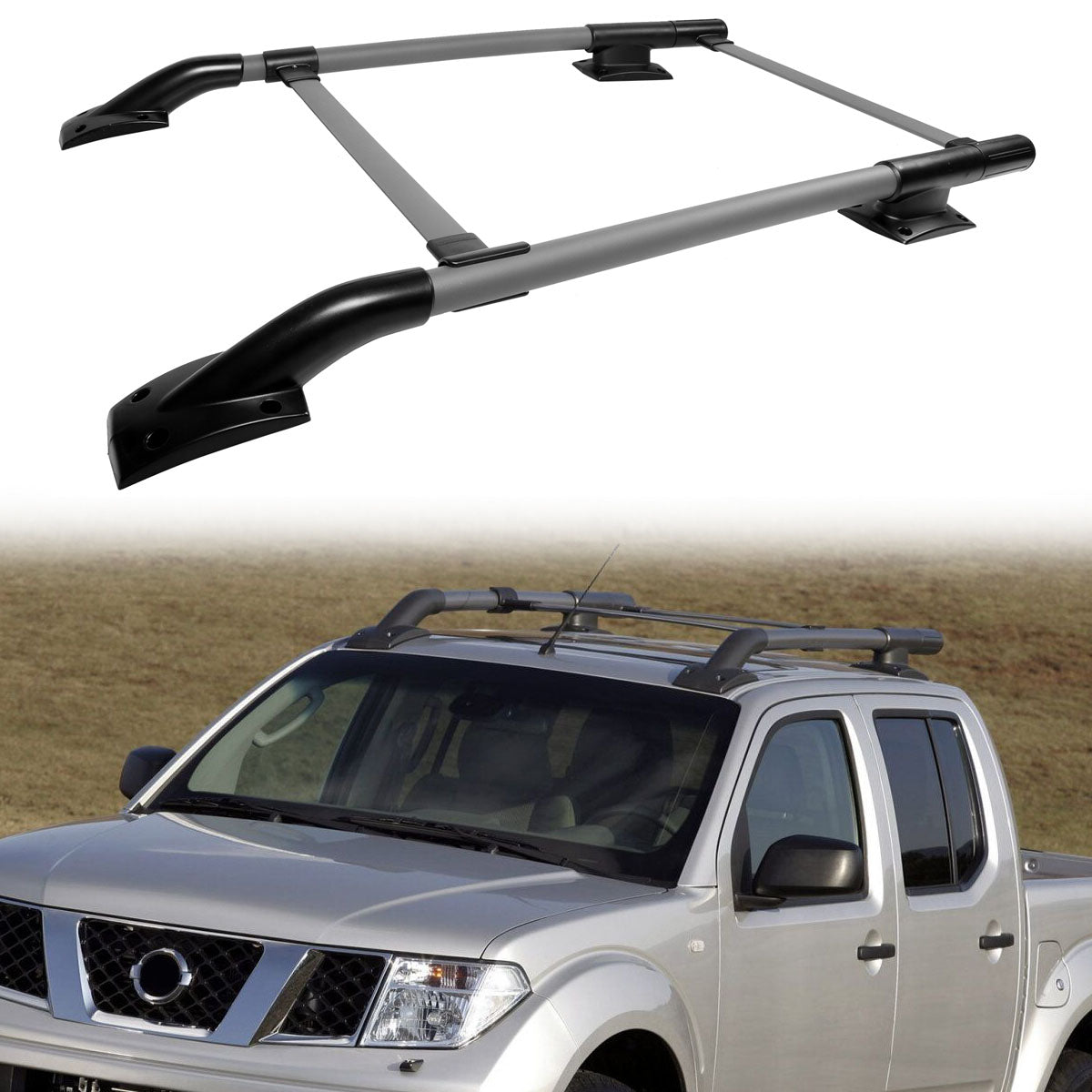 2005-2022 Nissan Frontier OE Grey Black Roof Rack Cross Bar Aluminum