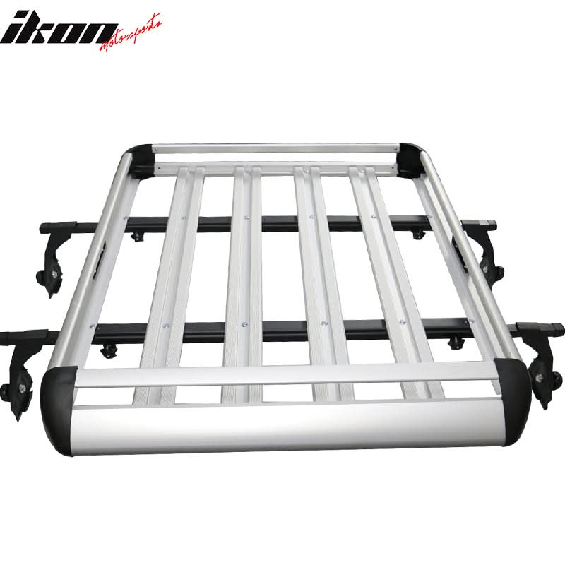Universal Silver Roof Rack Luggage Carrier W/ Cross Bar Aluminum