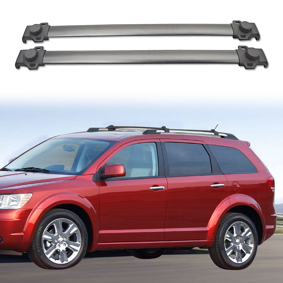 2009-2020 Dodge Journey OE Black Cross Bar Roof Rack Aluminum ABS