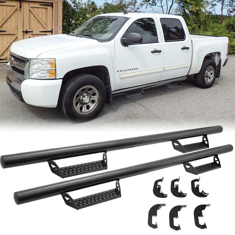 2007-2018 Chevy Silverado Crew Cab BCT Style Black Running Boards