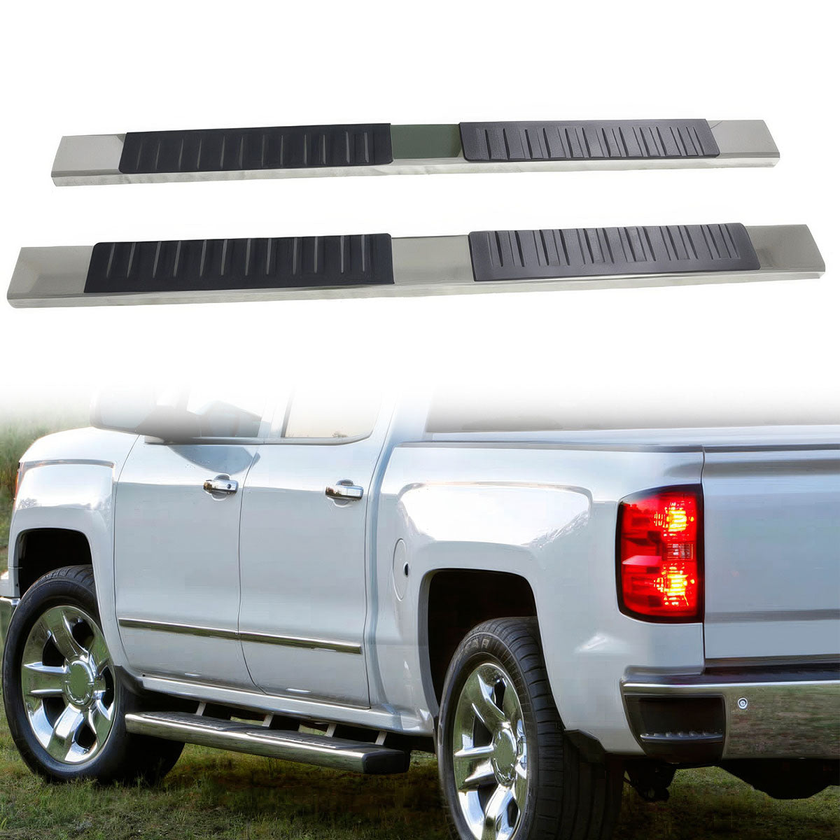 2007-2018 Chevy Silverado GMC Sierra 1500 Chrome Running Board Steel