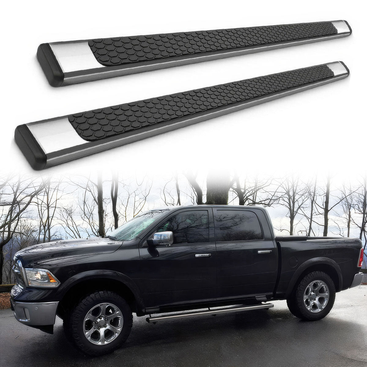 2009-2023 Dodge Ram 1500 2500 Crew Cab OE Chrome Running Boards Steel