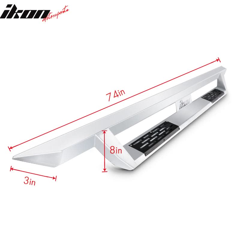 2009-2023 Dodge Ram 2500 3500 IKON V1 Silver Running Board Solid Steel