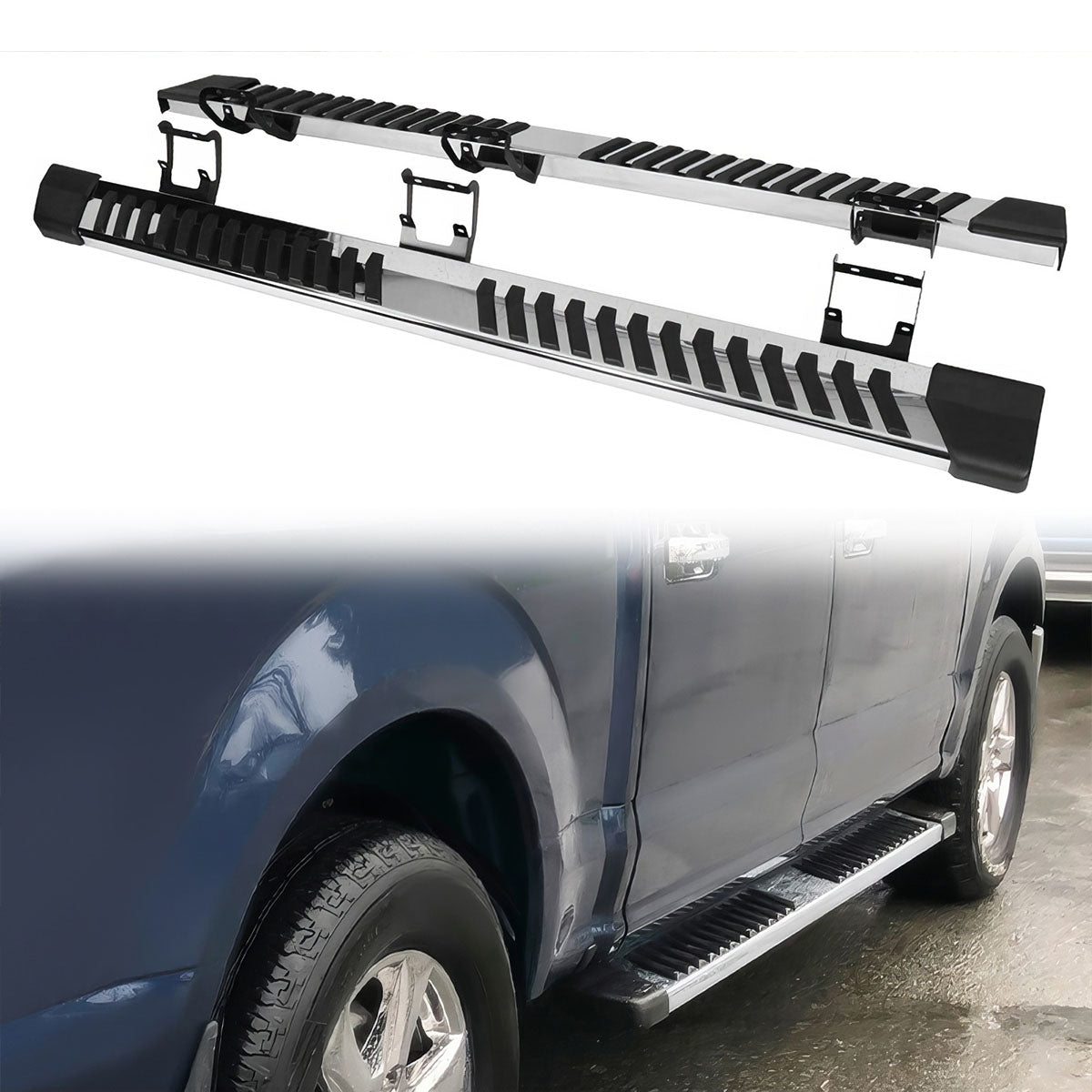 2015-2023 Ford F-150 Super Crew Cab V Running Boards Side Step Bars