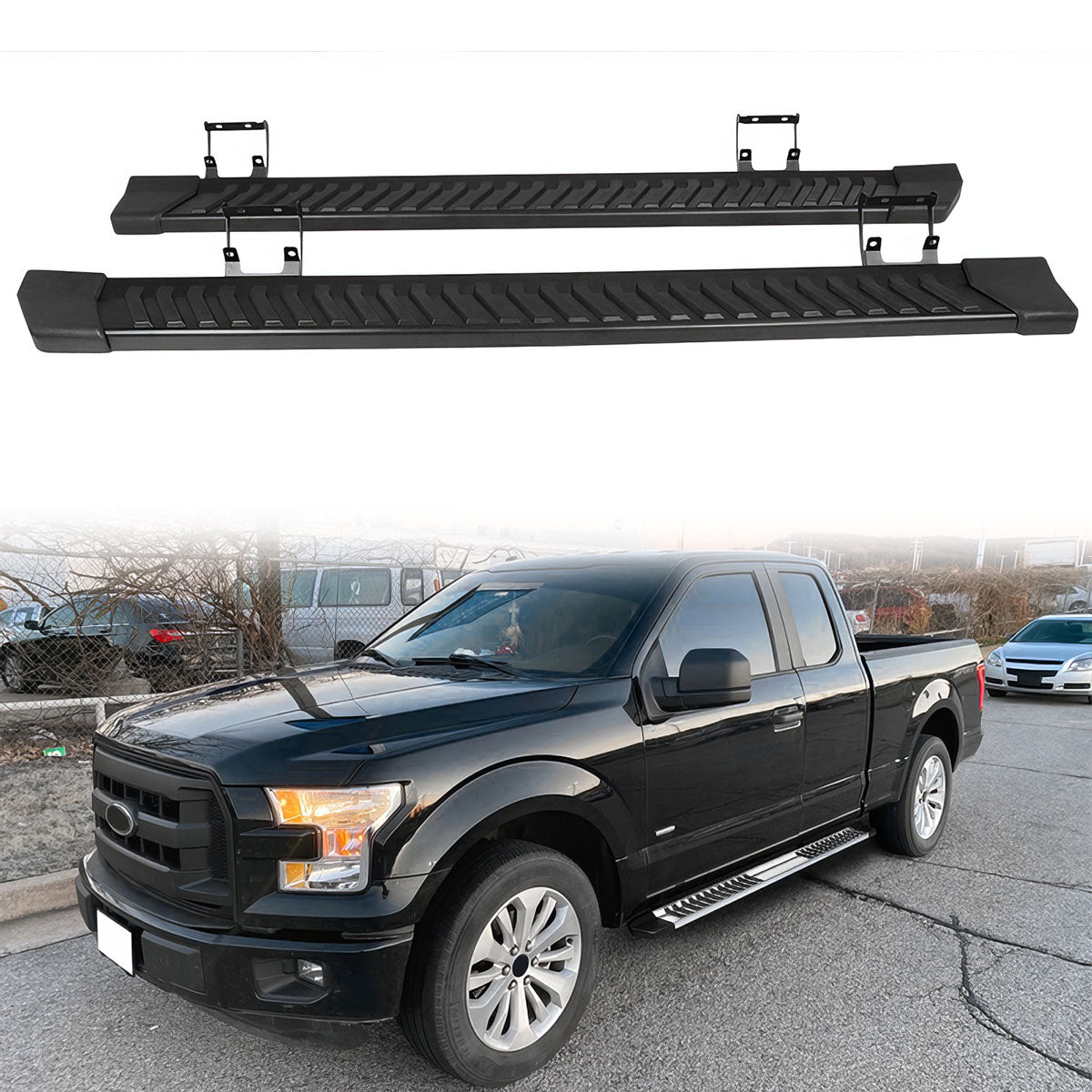 2015-2022 Ford F-150 Super Cab V Type Running Boards Side Step Bars
