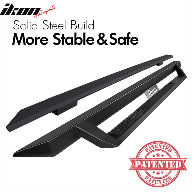 2009-2014 Ford F-150 Crew Cab IKON V1 Black Running Boards Solid Steel