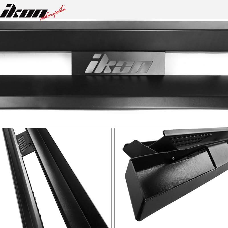 2009-2014 Ford F-150 Crew Cab IKON V1 Black Running Boards Solid Steel