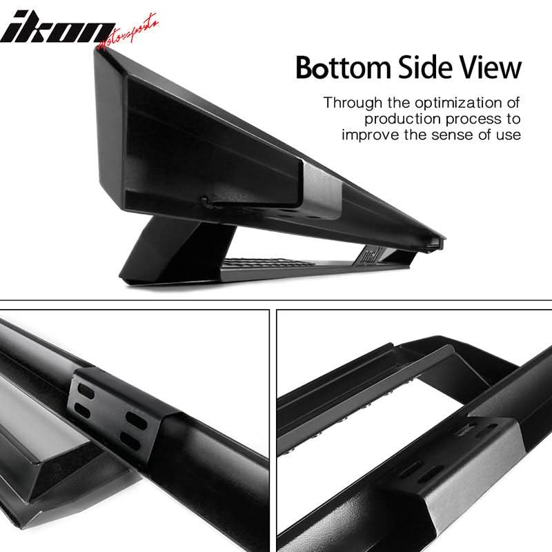 2007-2019 Chevy Silverado GMC Sierra IKON V1 Black Running Board Steel