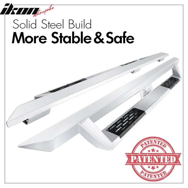 2007-2018 Chevy Silverado Sierra IKON V1 Silver Running Boards Steel