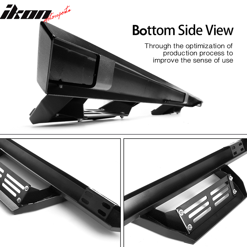 2007-2021 Toyota Tundra Crew Max IKON V2 Black Running Boards Steel