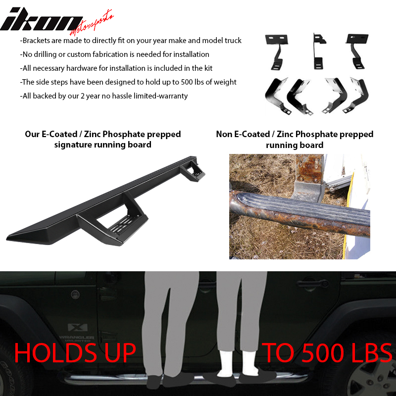 2009-2023 Dodge Ram 1500 IKON V2 Style Black Running Board Solid Steel