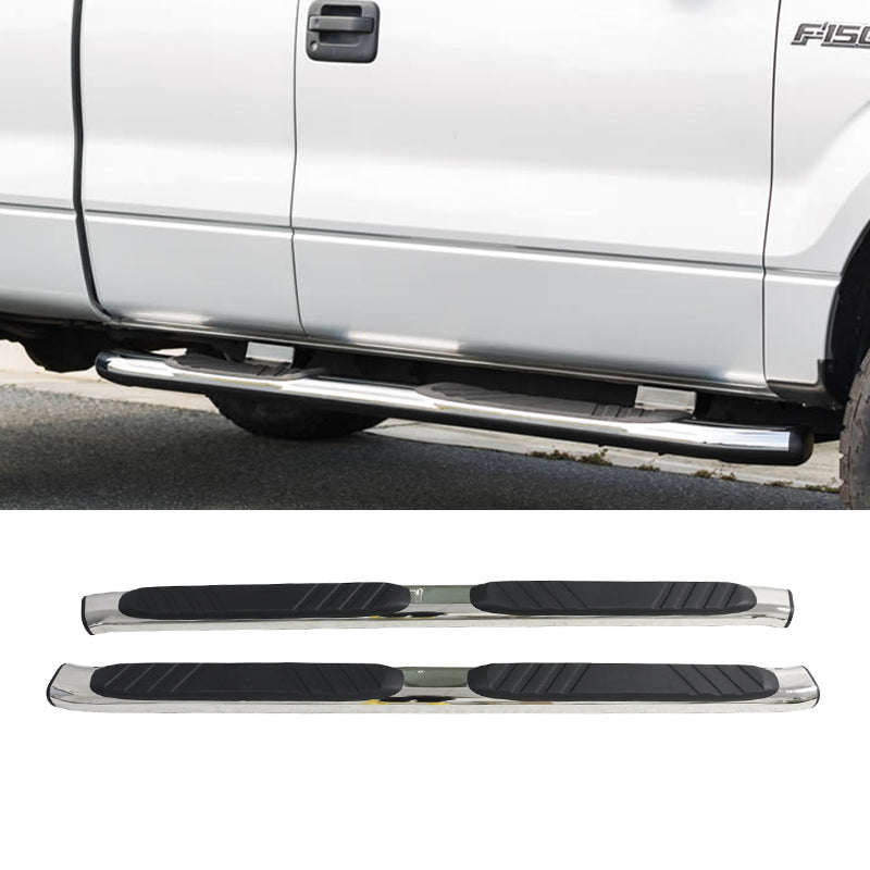 2004-2014 Ford F150 Extended Cab OE Silver Black Running Board Steel