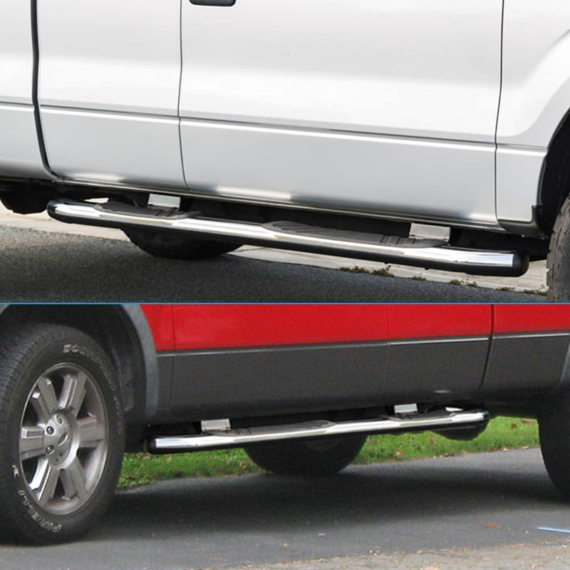 2004-2014 Ford F150 Extended Cab OE Silver Black Running Board Steel