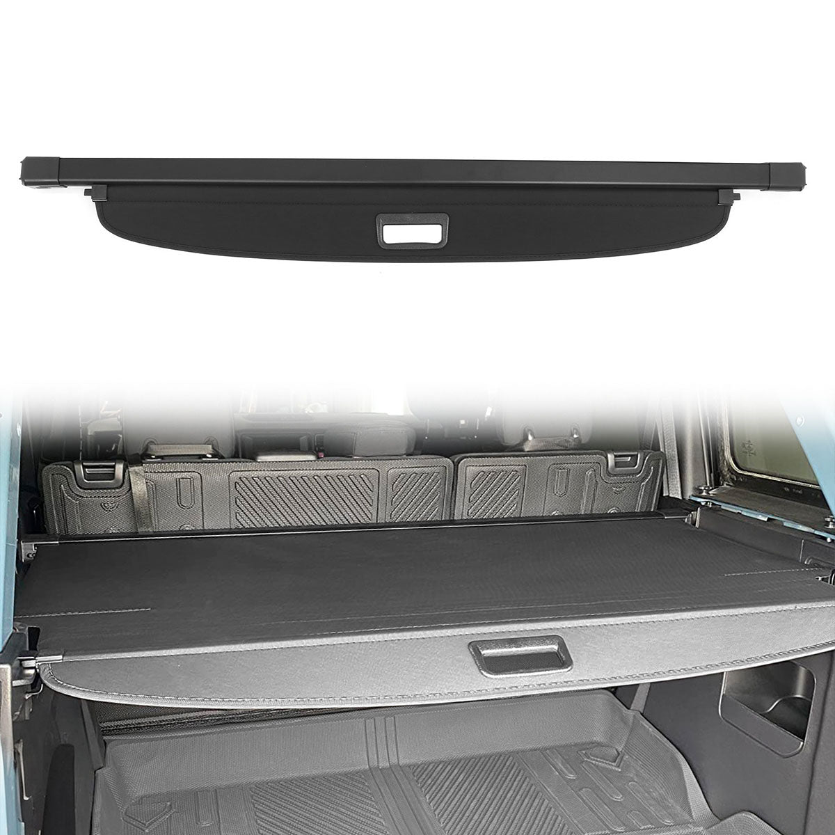 2021-2025 Ford Bronco 4-Door Black Retractable Rear Trunk Cargo Cover