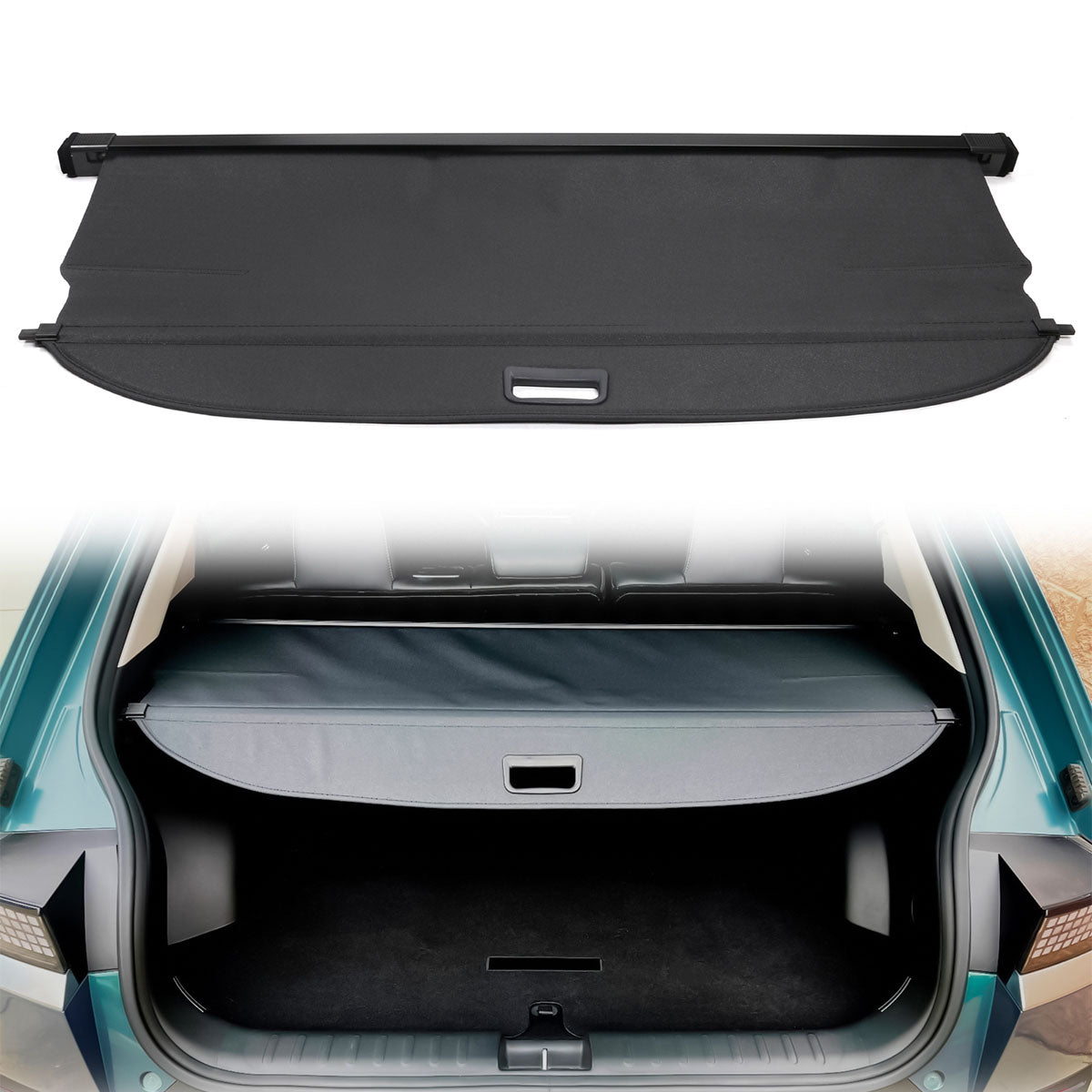 2022-2024 Hyundai Ioniq 5 Black Trunk Cargo Cover PVC Aluminum Rod
