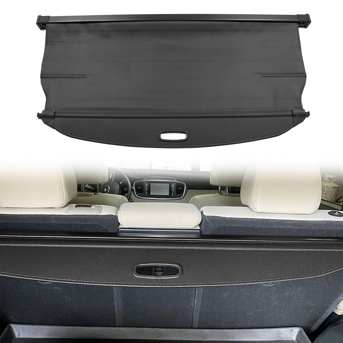 2016-2020 Kia Sorento Black Tonneau Cargo Cover Vinyl Aluminum Rod