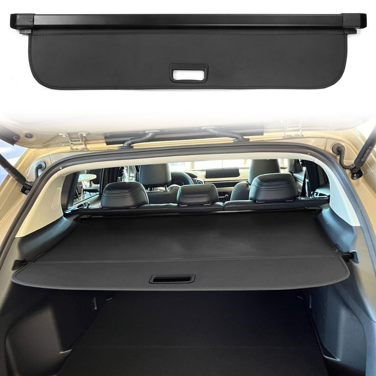 2023-2025 Mazda CX-50 Black Rear Trunk Cargo Cover PVC Aluminum Rod