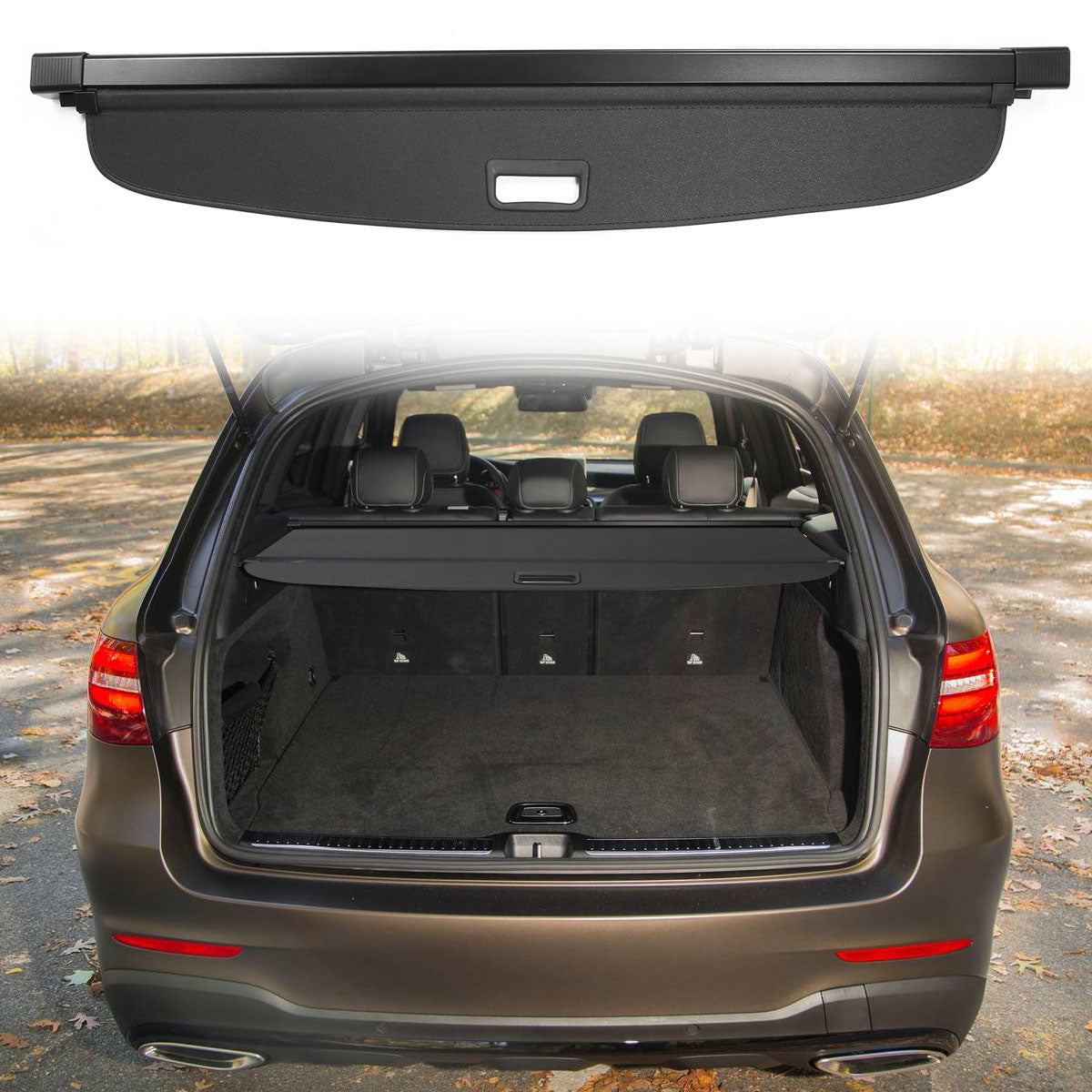 2016-2022 Benz GLC 4DR Black Rear Trunk Cargo Cover PVC Aluminum Rod