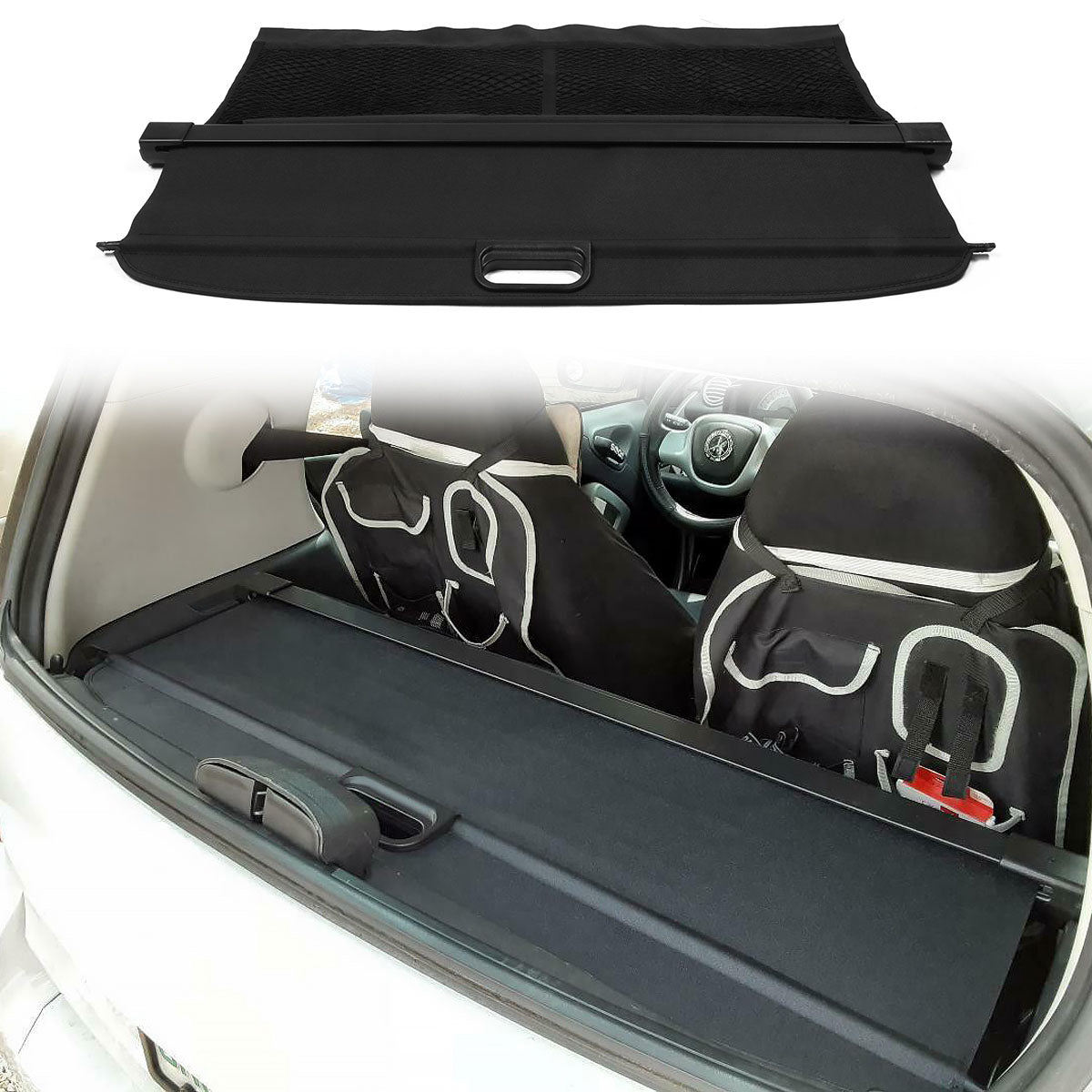 2008-2015 Smart Fortwo OE Style Black Cargo Cover Vinly Aluminum Rod